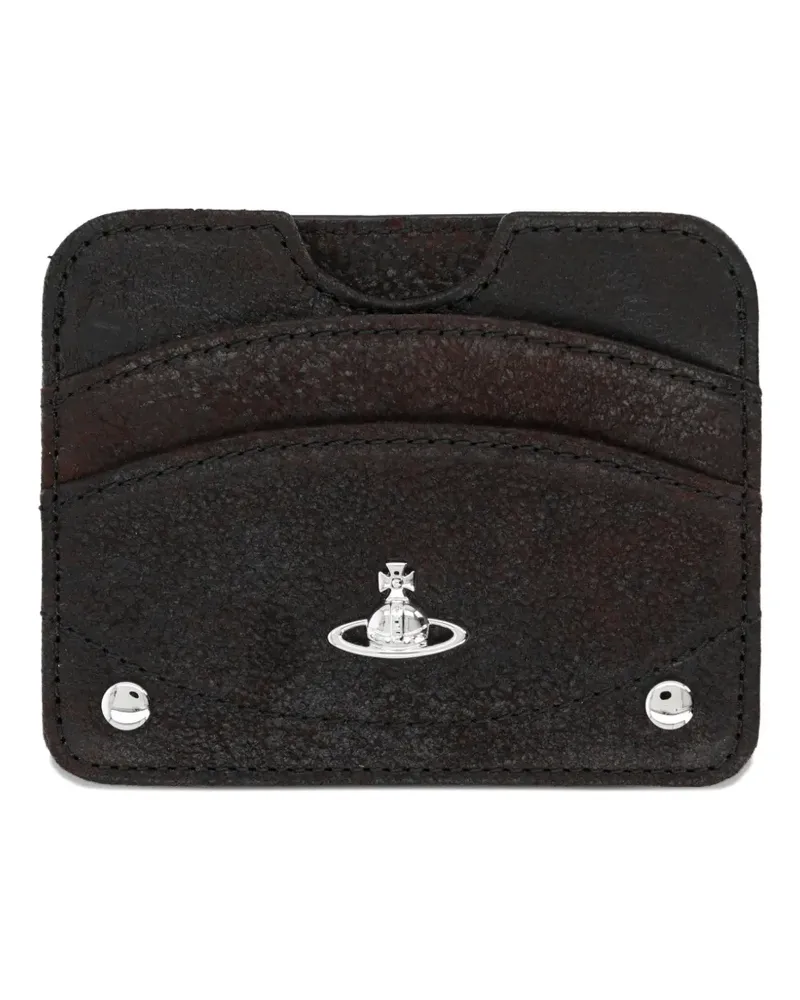 Vivienne Westwood Half Moon Orb-plaque leather card holder - Braun Braun