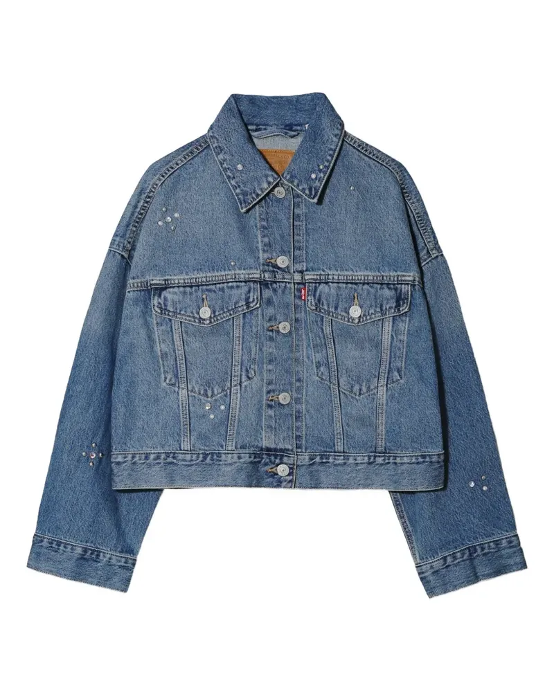 Levi's crystal-embellished cropped denim jacket - Blau Blau