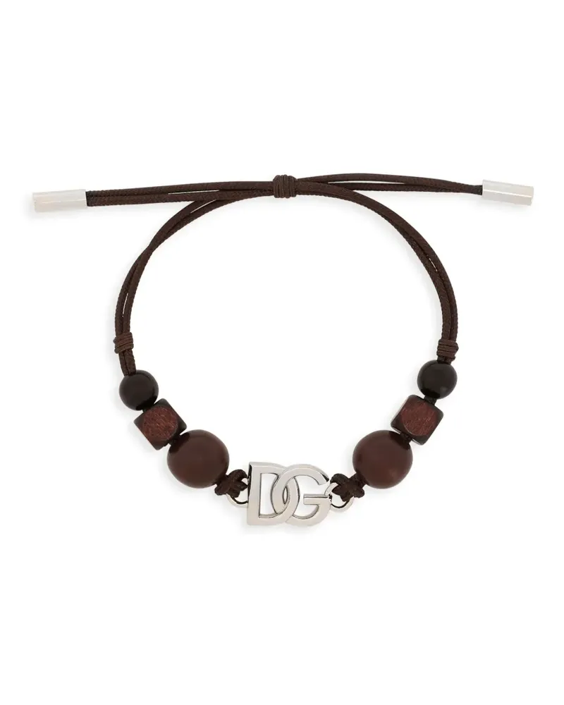 Dolce & Gabbana Kordelarmband mit DG-Logo - Braun Braun
