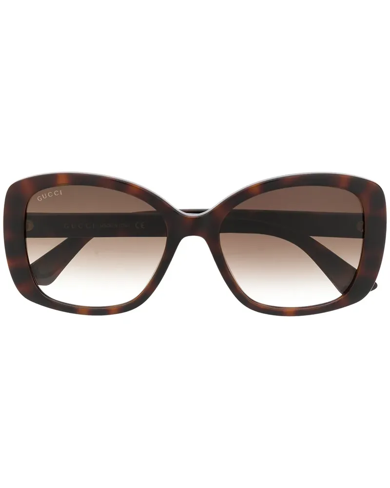Gucci Eckige Sonnenbrille - Braun Braun