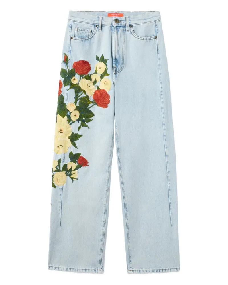 La DoubleJ The Barrel Jeans mit Blumenstickerei - Blau Blau