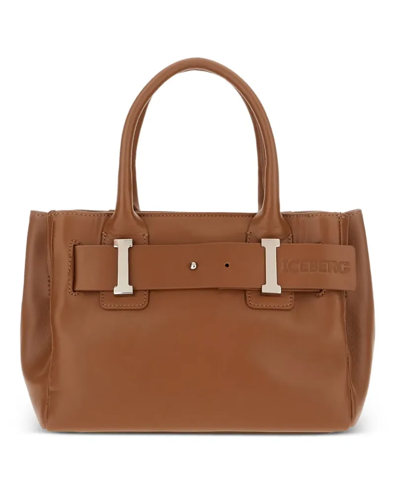 Iceberg logo-detail leather handbag - Braun Braun