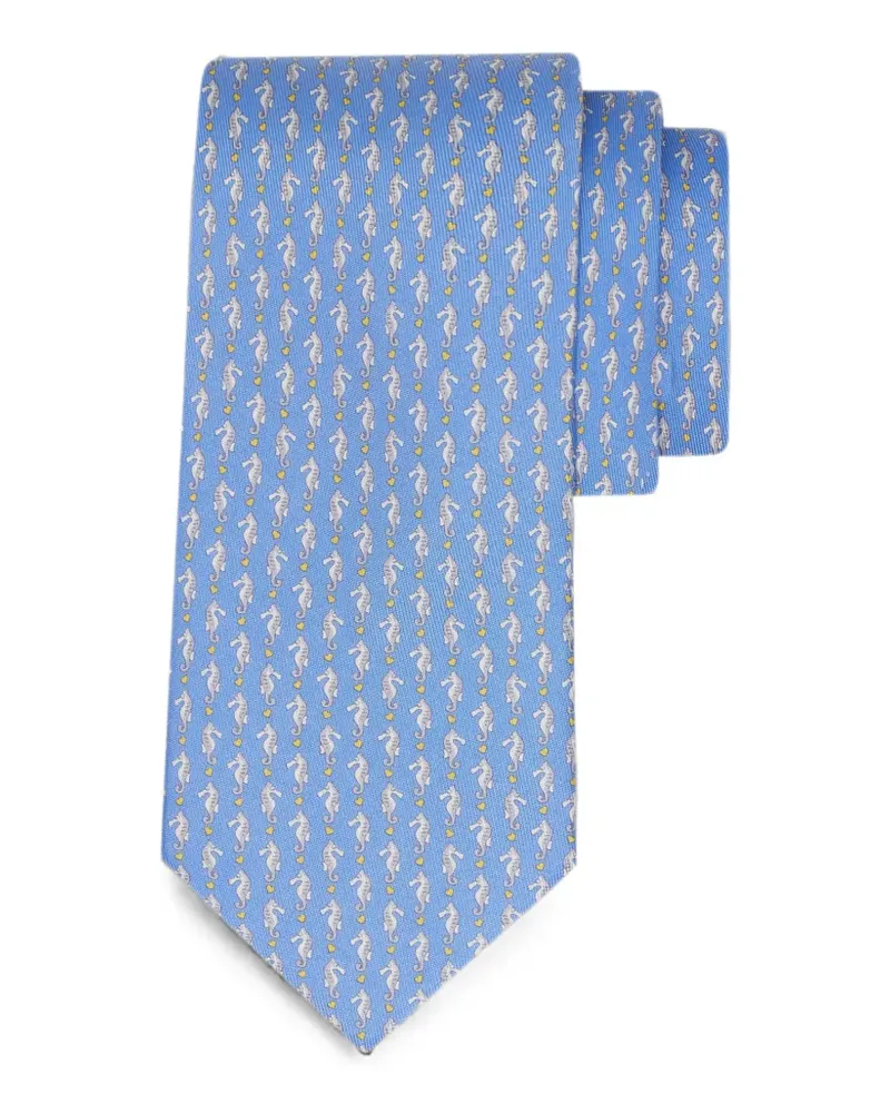 Ferragamo Seidenkrawatte mit Seepferdchen-Print - Blau Blau