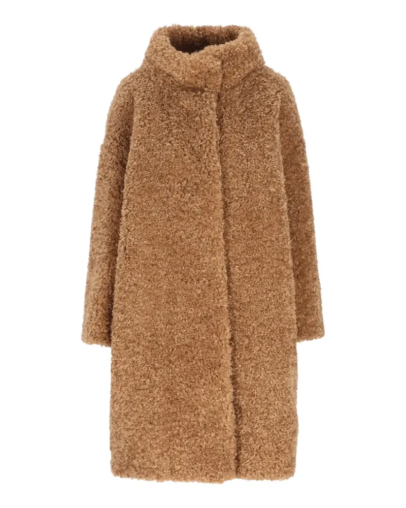 Herno shearling-texture single-breasted coat - Braun Braun