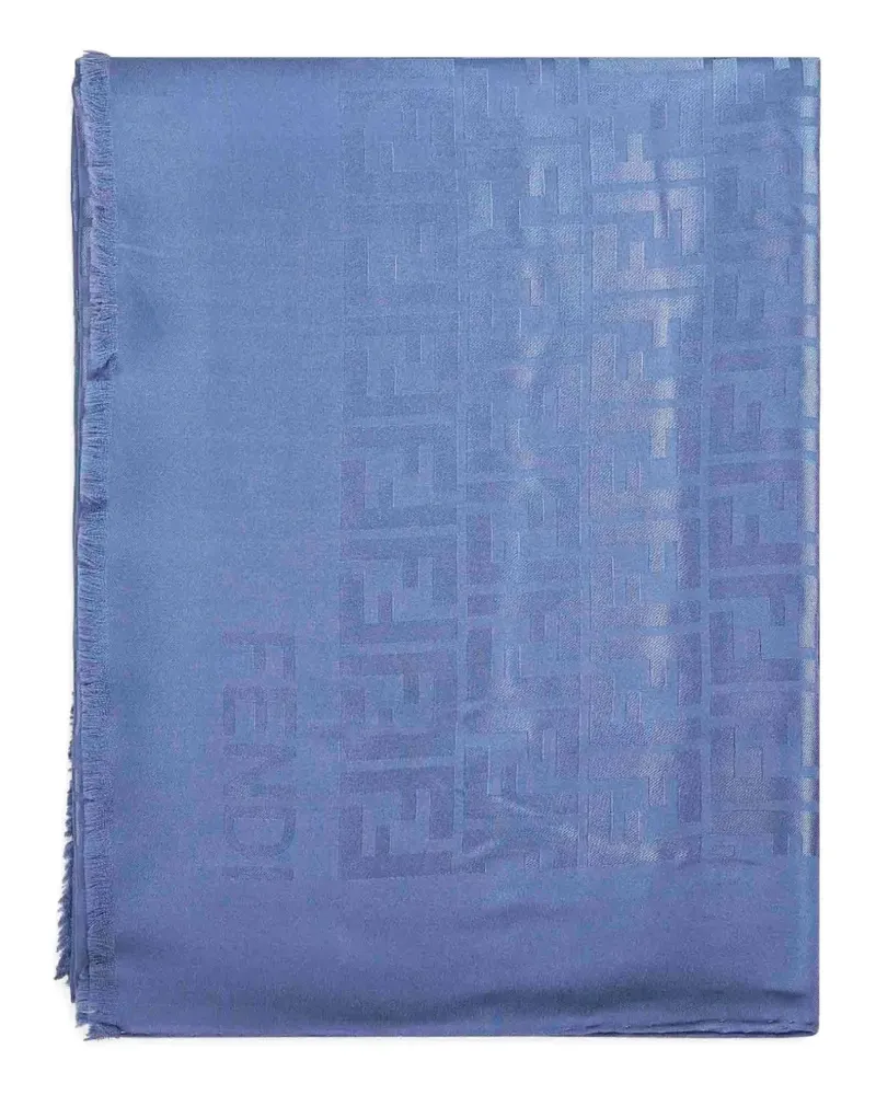 Fendi FF Stole jacquard fringed-hem silk scarf - Blau Blau