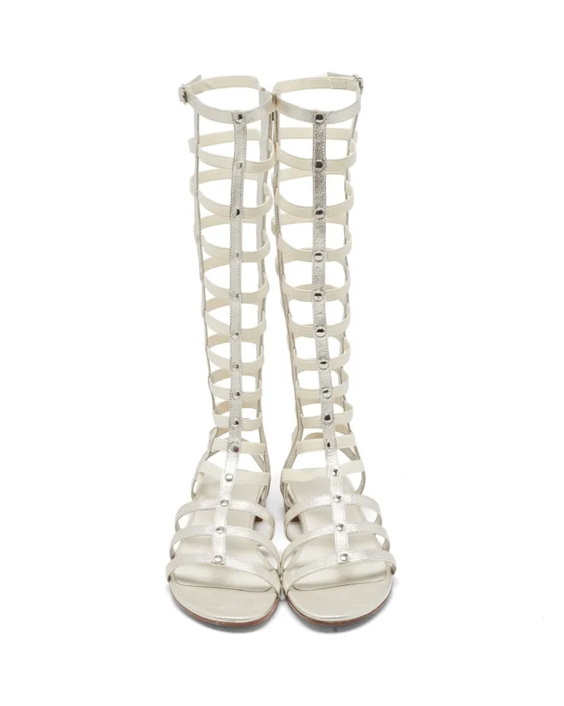 Stuart Weitzman Gladiator leather ankle length sandals - Silber Silber