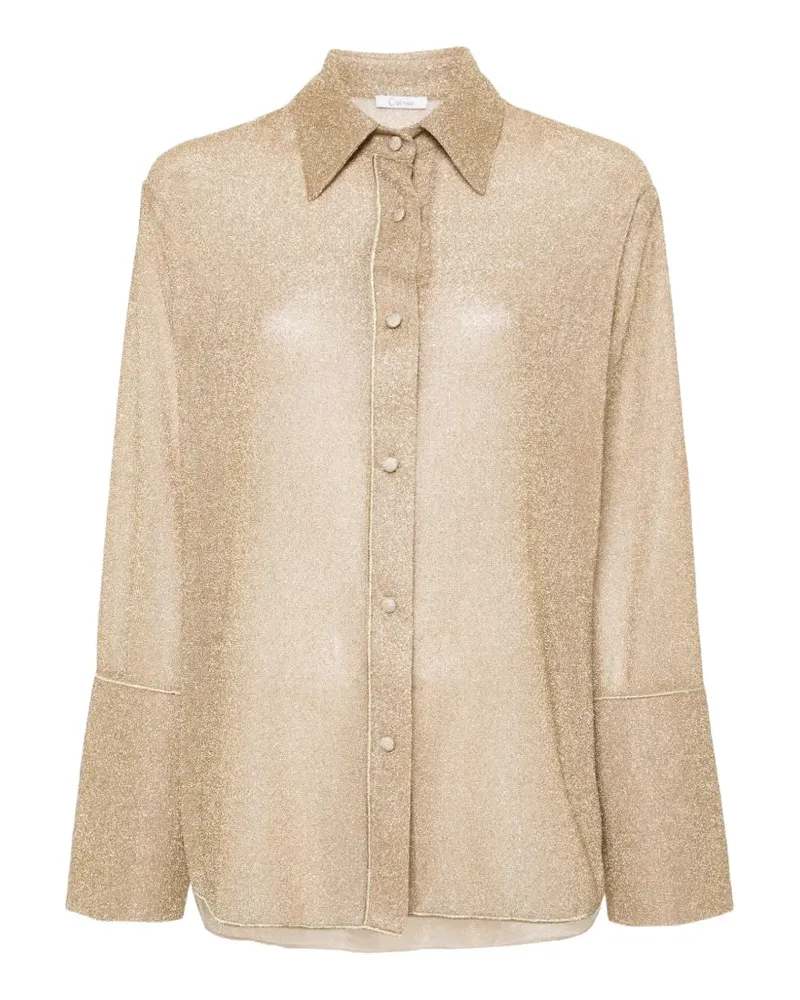 Oséree metallic-effect button-up shirt - Gold Gold
