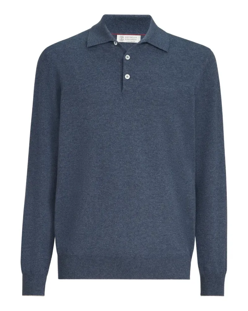 Brunello Cucinelli cashmere-knit polo shirt - Blau Blau