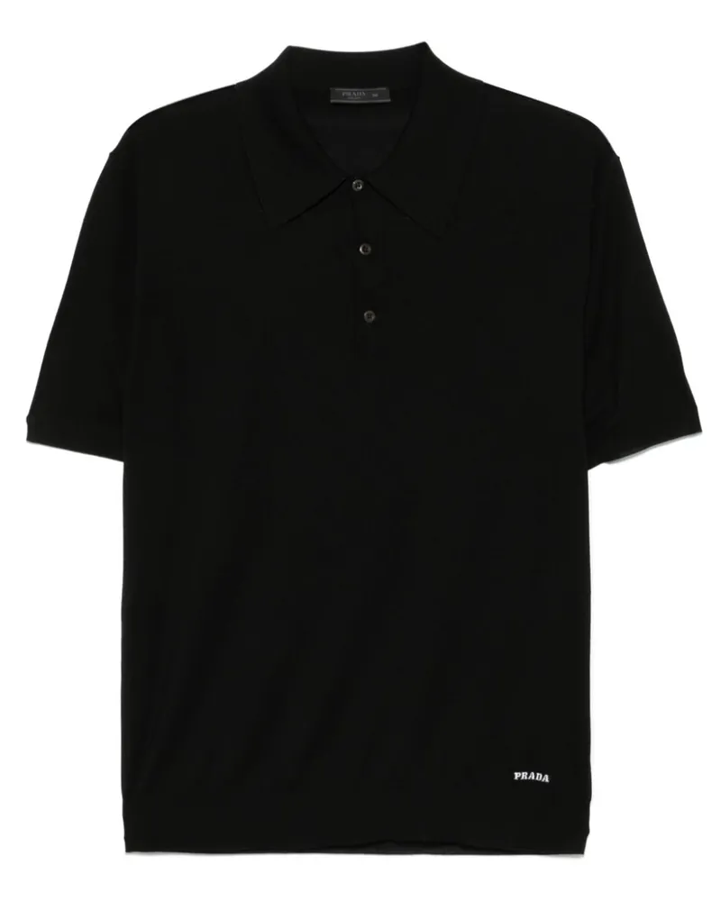 Prada Poloshirt mit Logo-Stickerei - Schwarz Schwarz