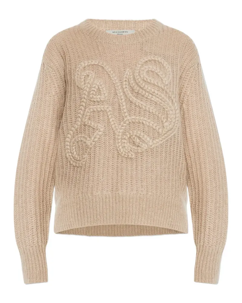 AllSaints Langärmeliger Pullover mit Zopfmuster - Nude Nude