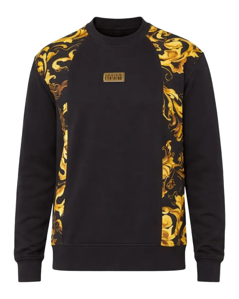 Versace Jeans Sweatshirt mit Barock-Einsätzen - Schwarz Schwarz