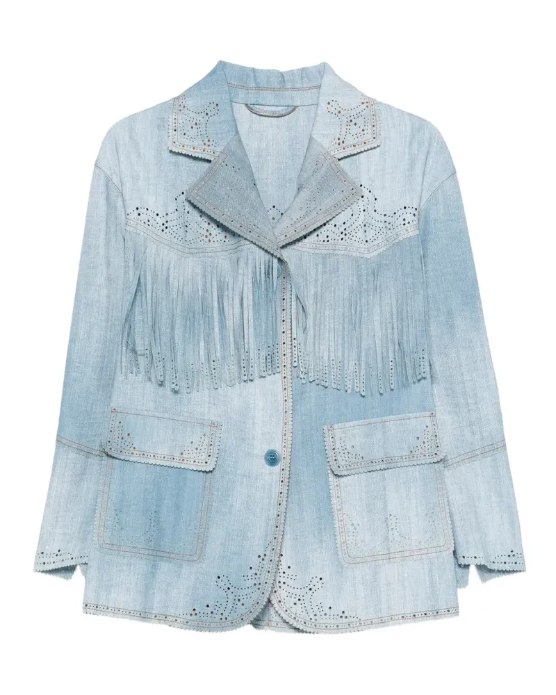 Ermanno Scervino Fransenjacke mit Laser-Cuts - Blau Blau