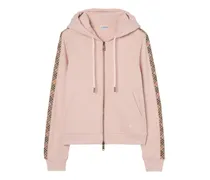 Hoodie mit Check-Besatz - Rosa
