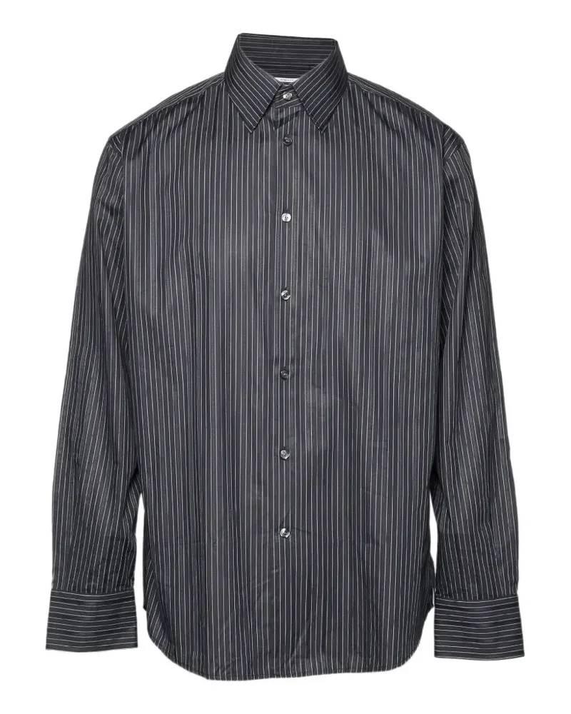HUGO BOSS pinstripe-pattern shirt - Schwarz Schwarz