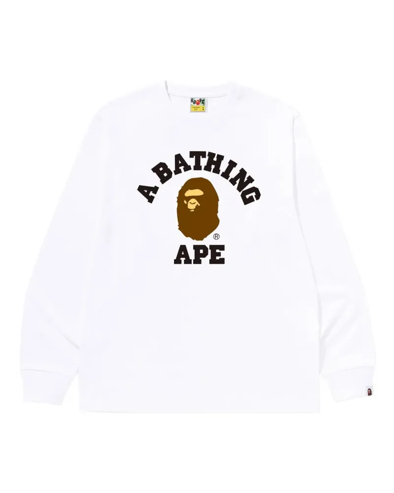 BAPE College logo-print long-sleeve T-shirt - Weiß Weiß