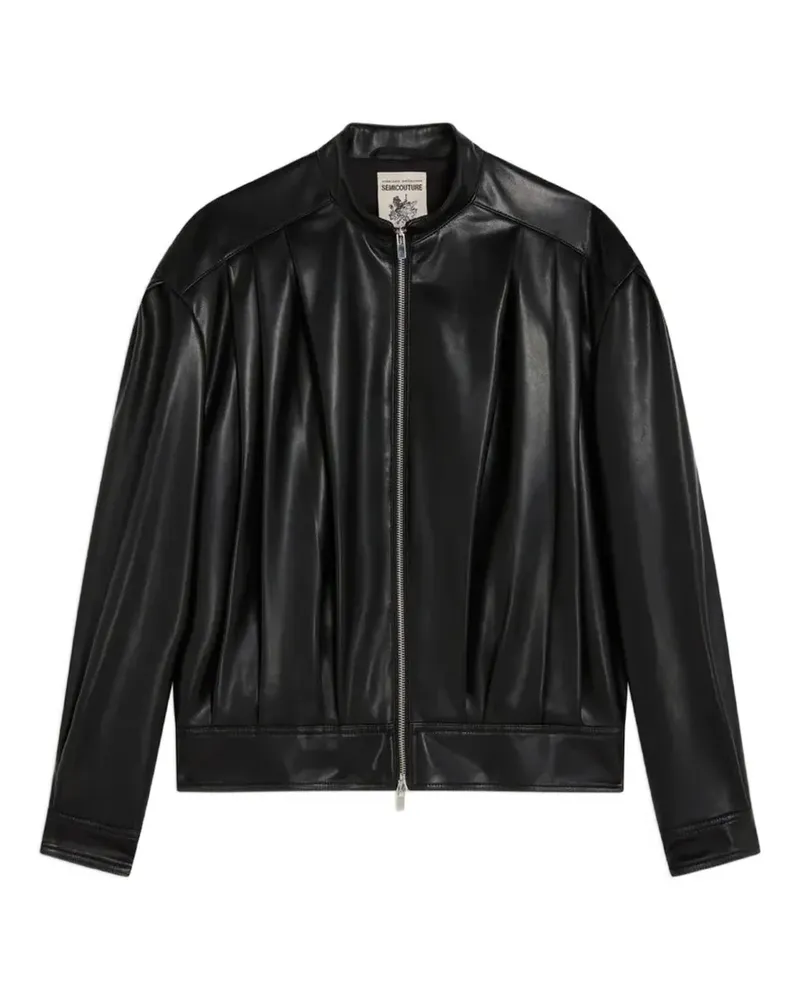 Semicouture Naia pleated bomber jacket - Schwarz Schwarz