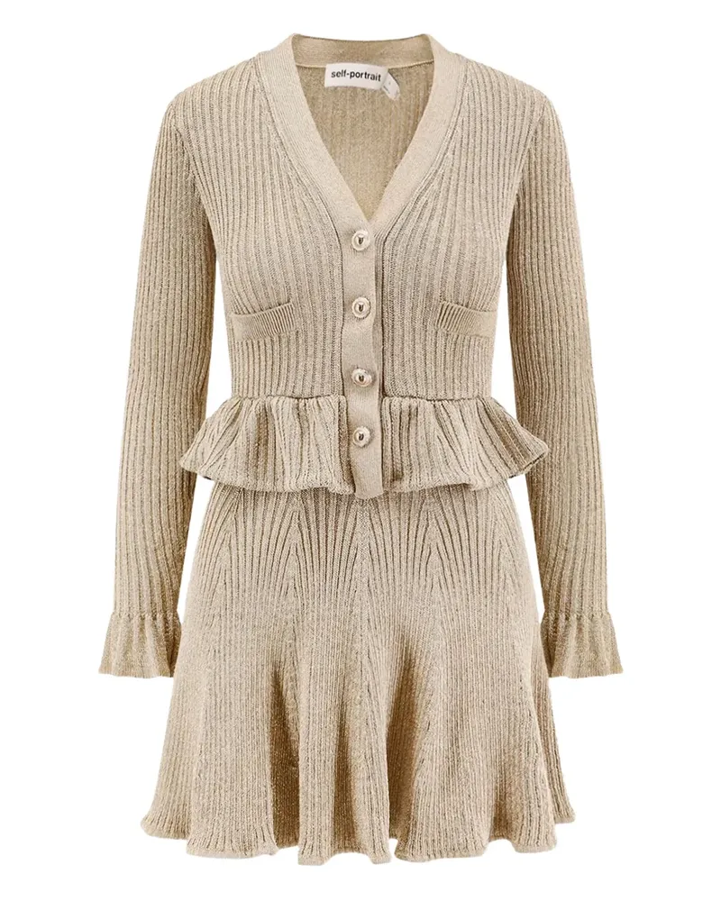 Self-Portrait Minikleid aus geripptem Strick - Braun Braun