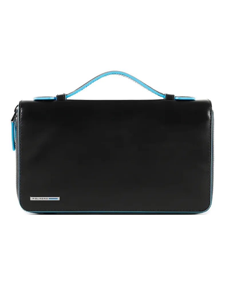 Piquadro zip-around leather travel document holder - Schwarz Schwarz