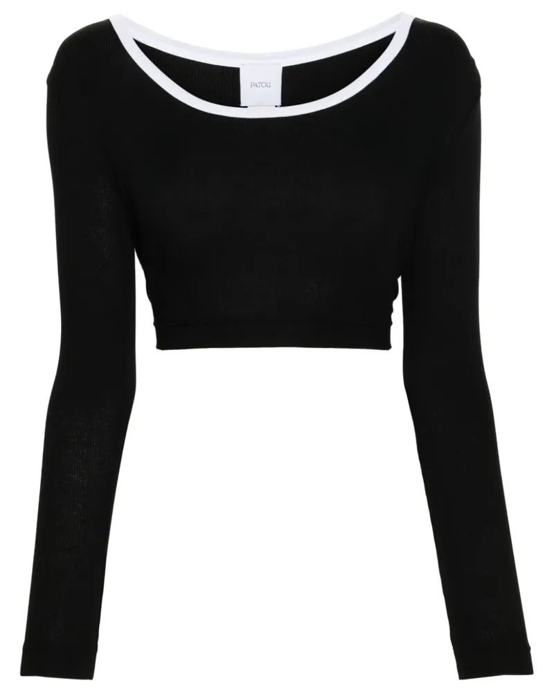 Patou Cropped-Top mit Logo-Applikation Schwarz