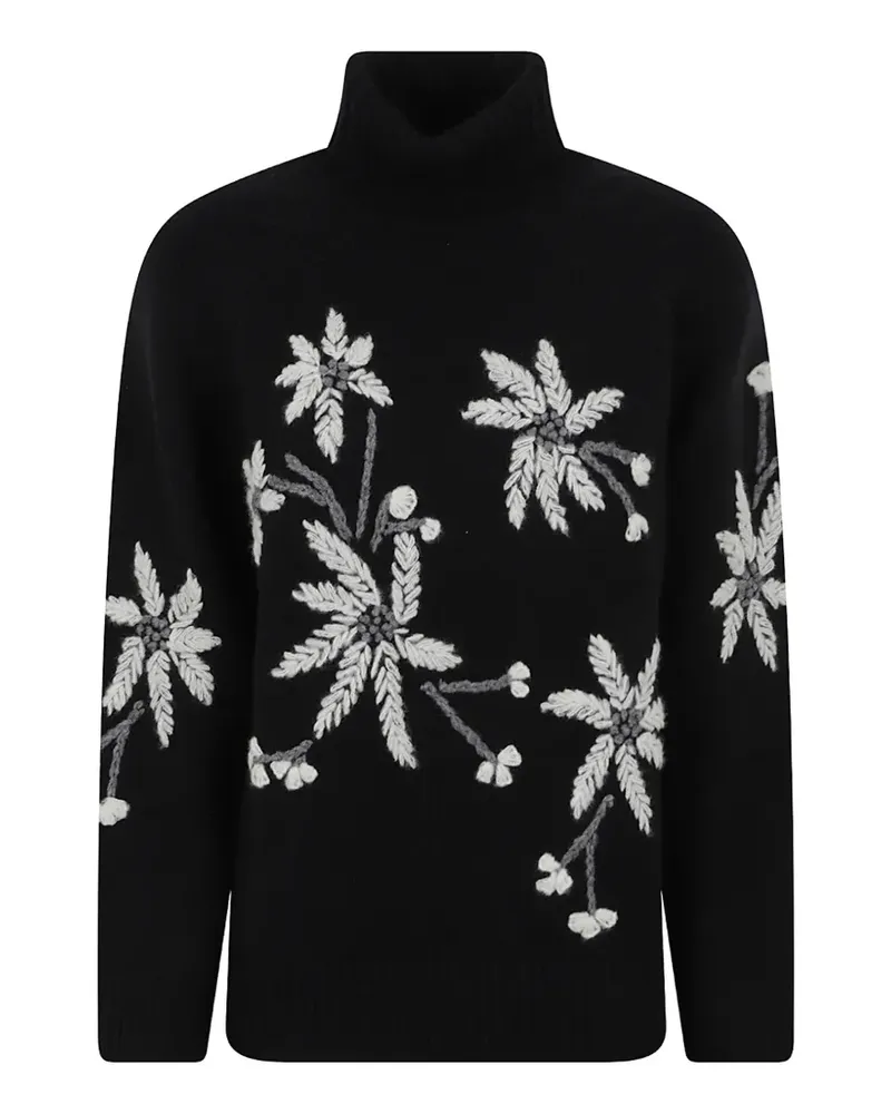 P.A.R.O.S.H. P.A.R.O H. Rollkragenpullover mit Blumenstickerei - Schwarz Schwarz