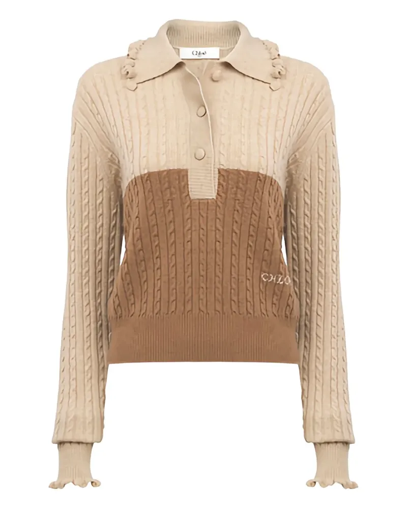 Chloé Zweifarbiger Pullover mit Zopfmuster - Braun Braun