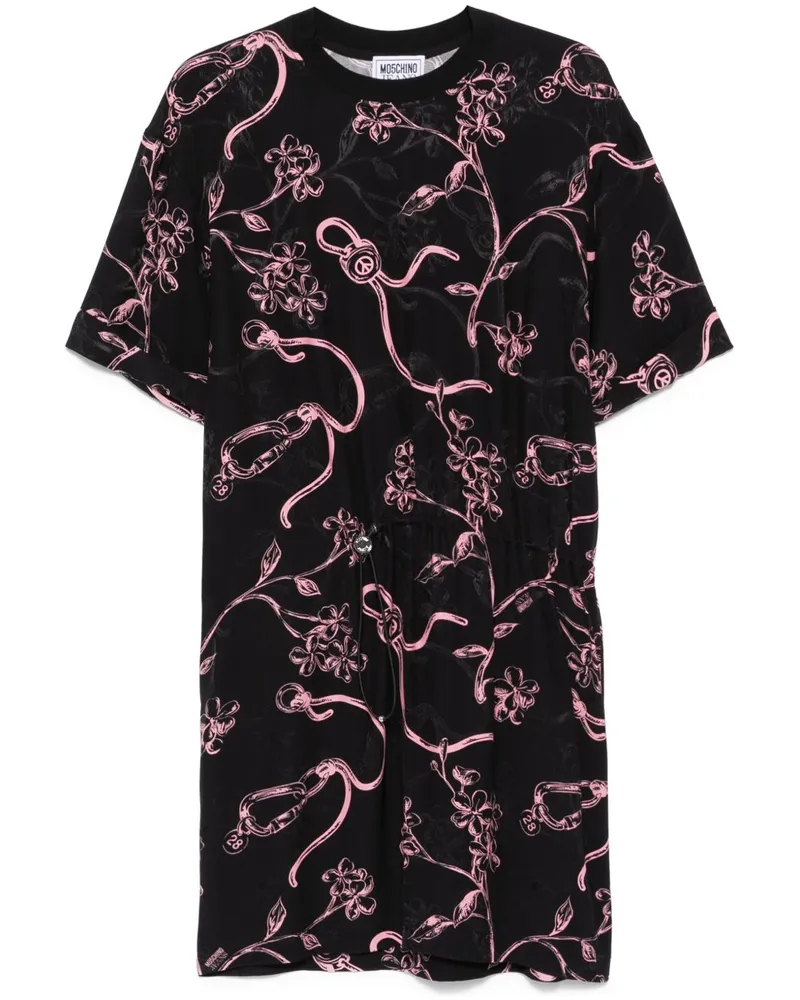 Moschino Midikleid mit Blumen-Print - Schwarz Schwarz