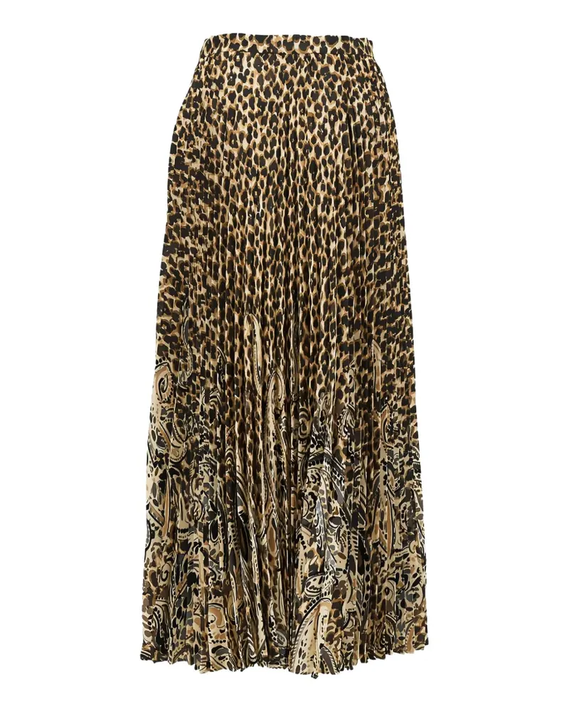 Etro pleated leopard-print maxi skirt - Braun Braun