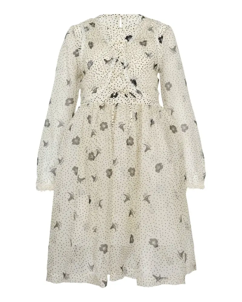 Renli Su print long sleeve dress - Nude Nude