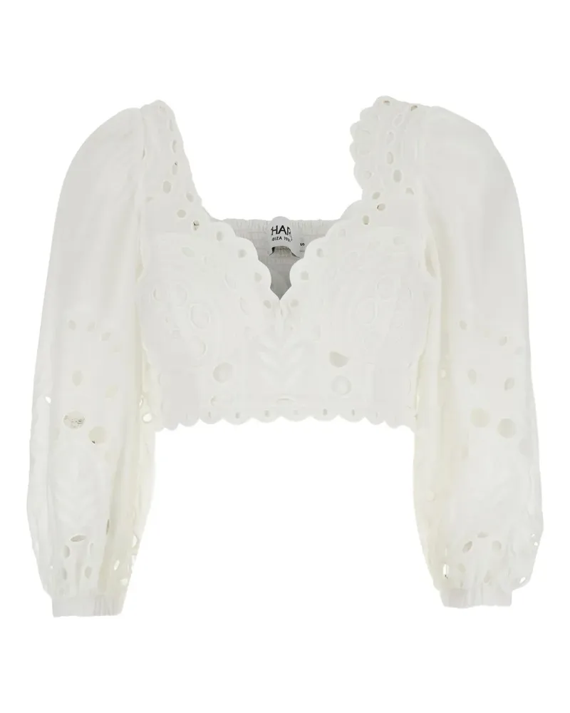 Charo Ruiz eyelet detail crop blouse - Weiß Weiß