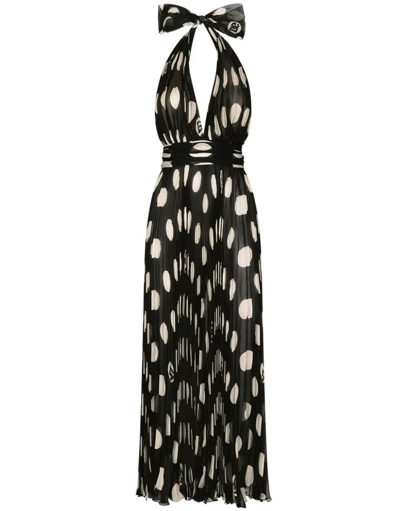 Dolce & Gabbana Midikleid mit Polka Dots - Schwarz Schwarz