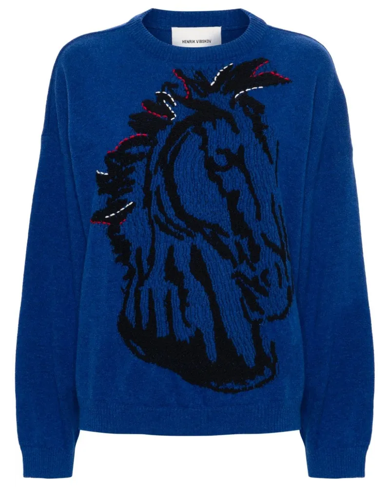 Henrik Vibskov Jacquard-Pullover mit Pferdekopf Blau