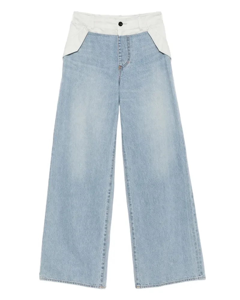 Sacai Jeans mit Kontrasteinsätzen - Blau Blau