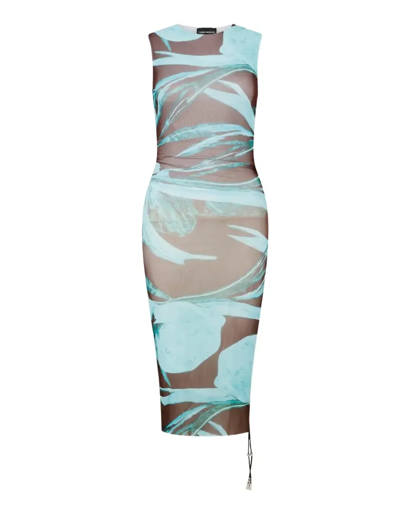 Louisa Ballou Transparentes Heatwave Minikleid mit Blumenprint - Blau Blau