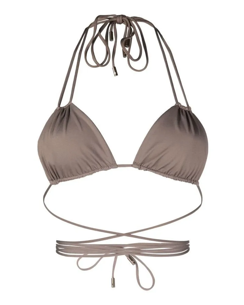 Saint Laurent Gewickeltes Bikinioberteil - Grau Grau