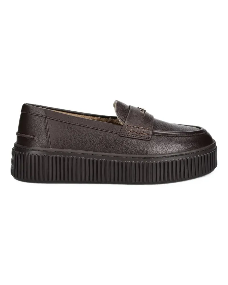 Furla logo-plaque flatform loafers - Braun Braun