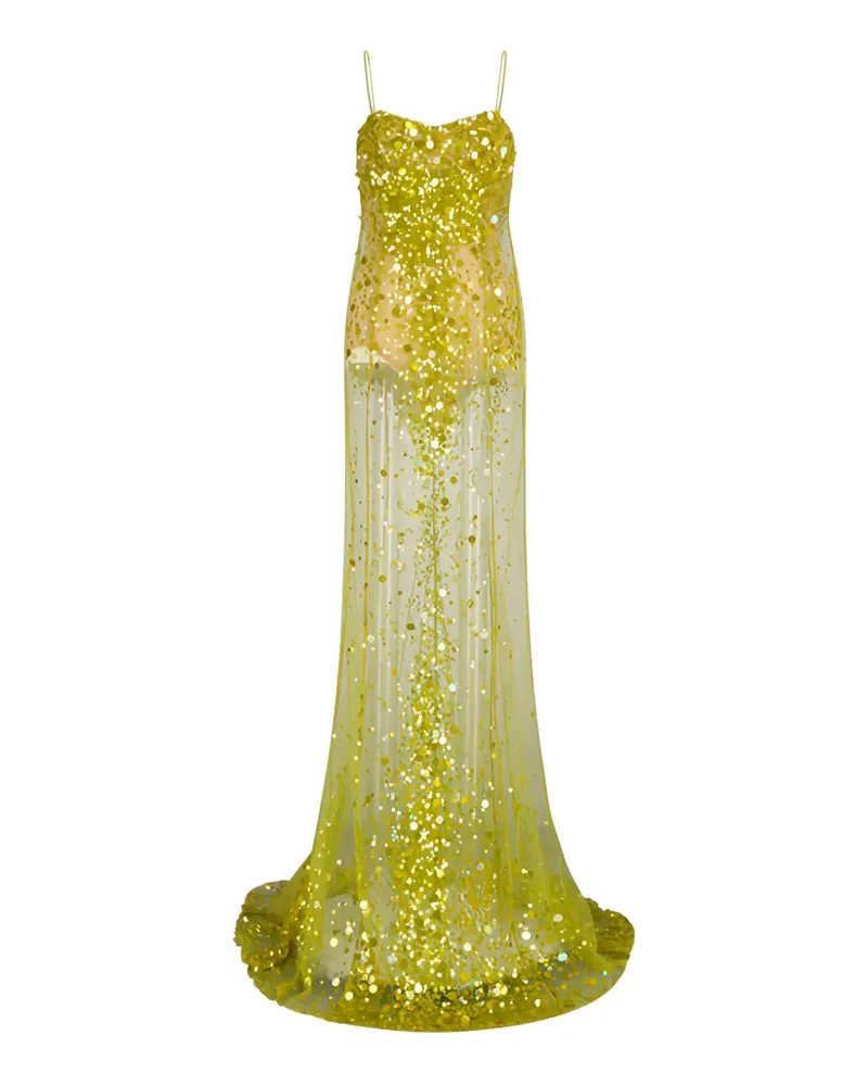 ATTICO sequinned tulle gown - Gelb Gelb
