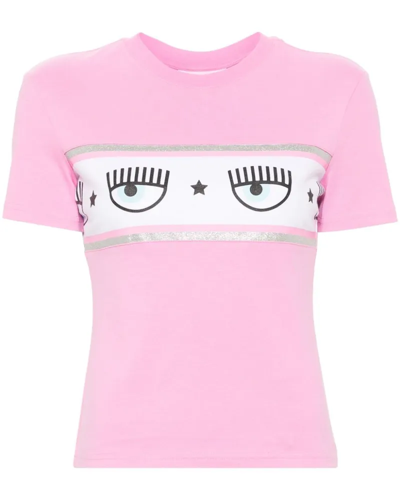 Chiara Ferragni T-Shirt mit Maxi Logomania-Print Rosa