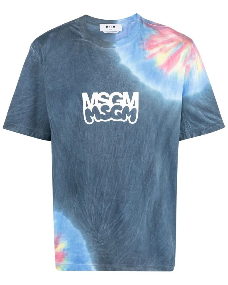 MSGM T-Shirt mit Batikmuster - Blau Blau