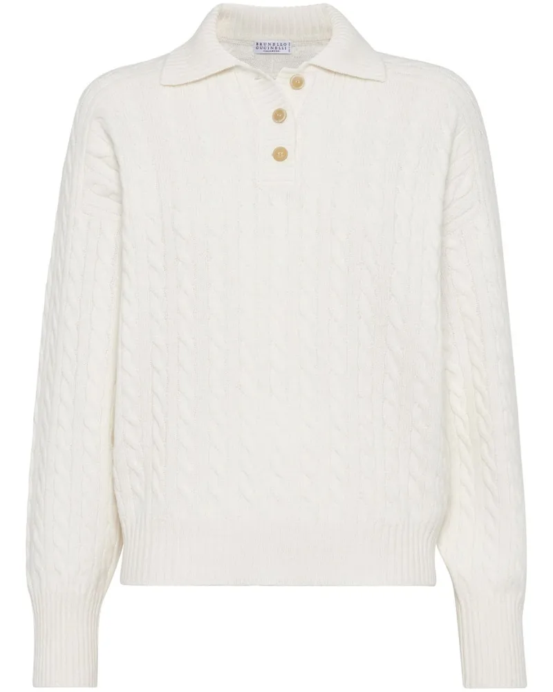 Brunello Cucinelli Kaschmirpullover mit Zopfmuster - Nude Nude
