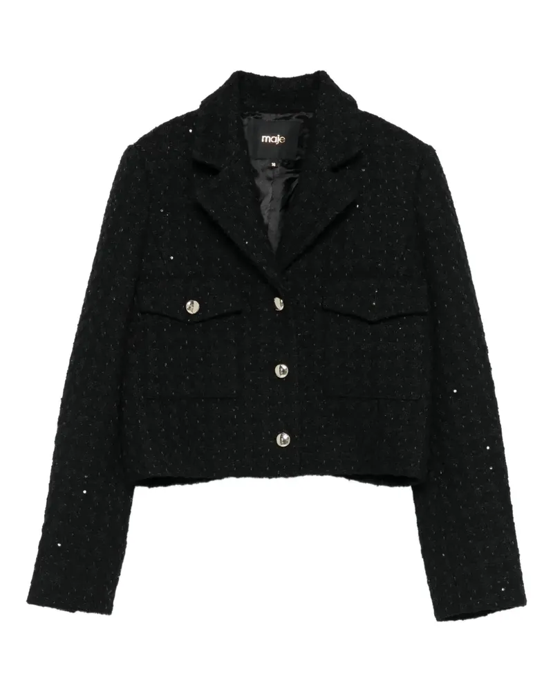 Maje Tweed-Blazer mit Pailletten - Schwarz Schwarz