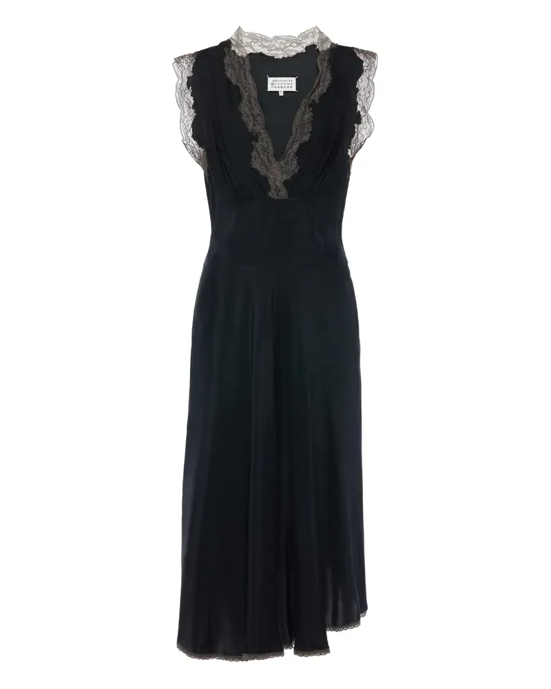 Maison Margiela Midikleid mit Spitzenbesatz - Schwarz Schwarz