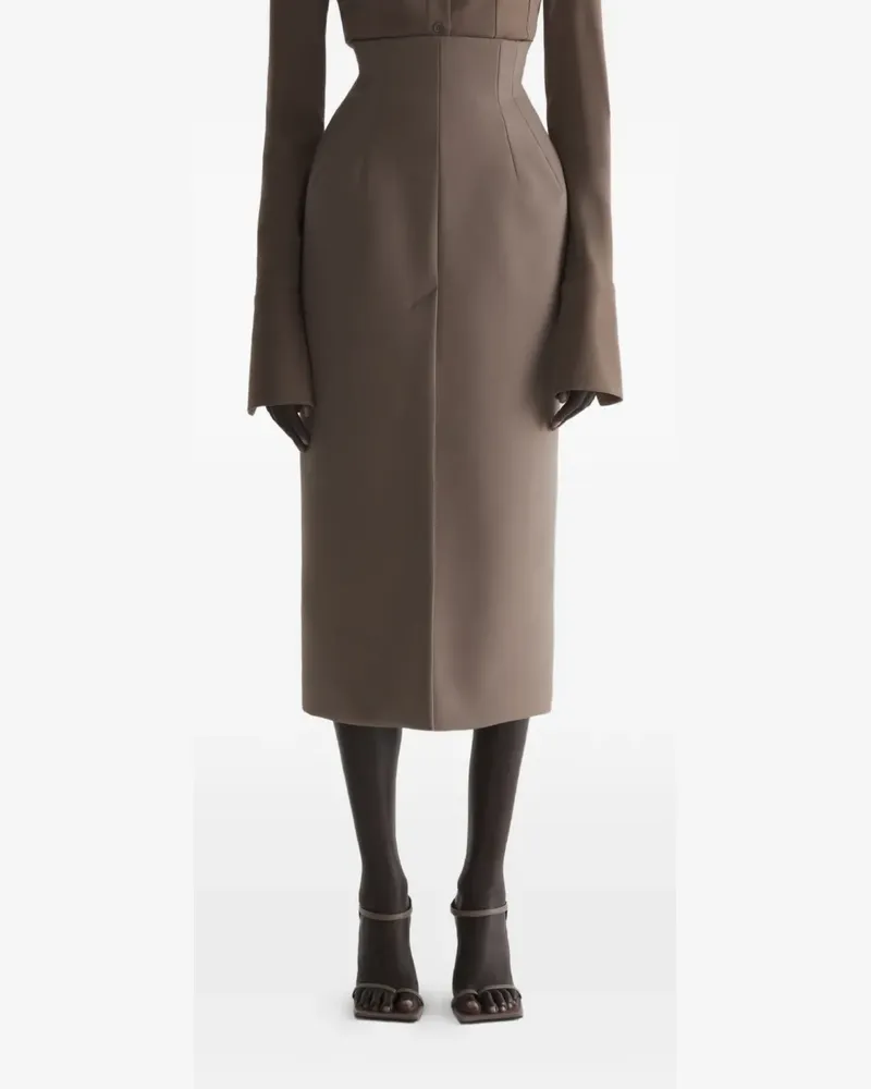 Thierry Mugler corset-embellished skirt - Braun Braun