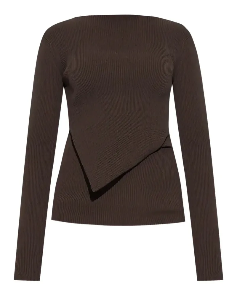 Rick Owens Gerippter Pullover mit asymmetrischem Saum - Braun Braun