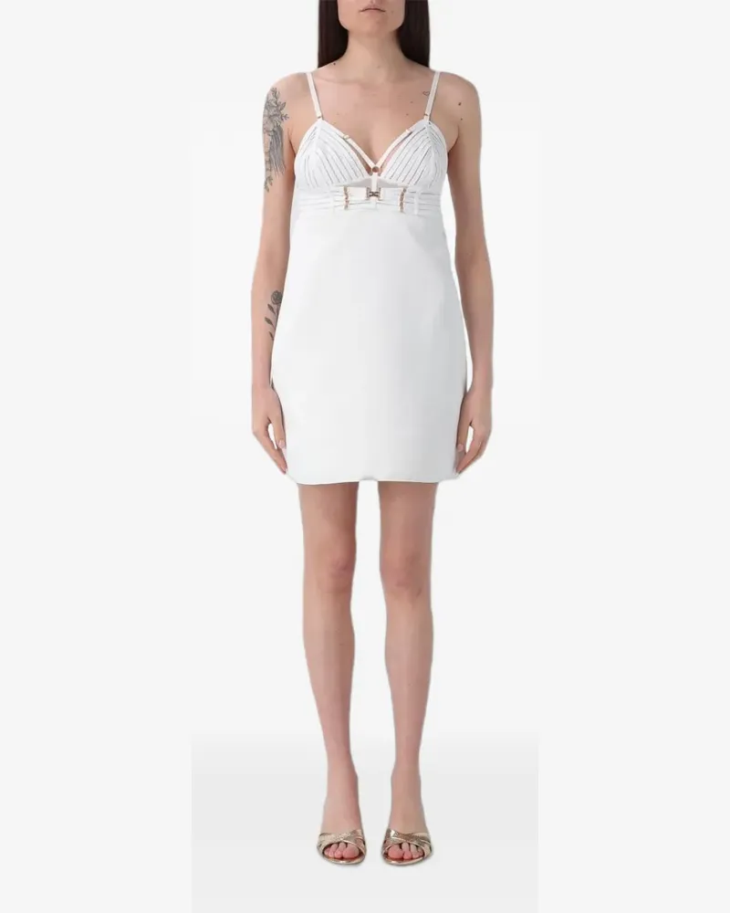 Elisabetta Franchi Duchesse Minikleid mit Riemen - Weiß Weiß