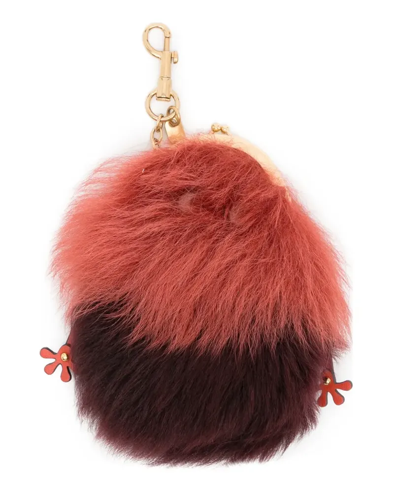 Anya Hindmarch Space Creature Münzbeutel aus Shearling - Rot Rot