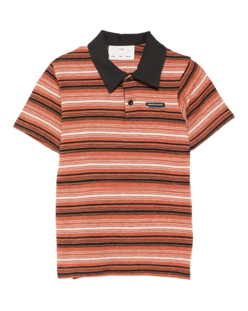 Song For The Mute Gestricktes Poloshirt mit Streifen - Orange Orange