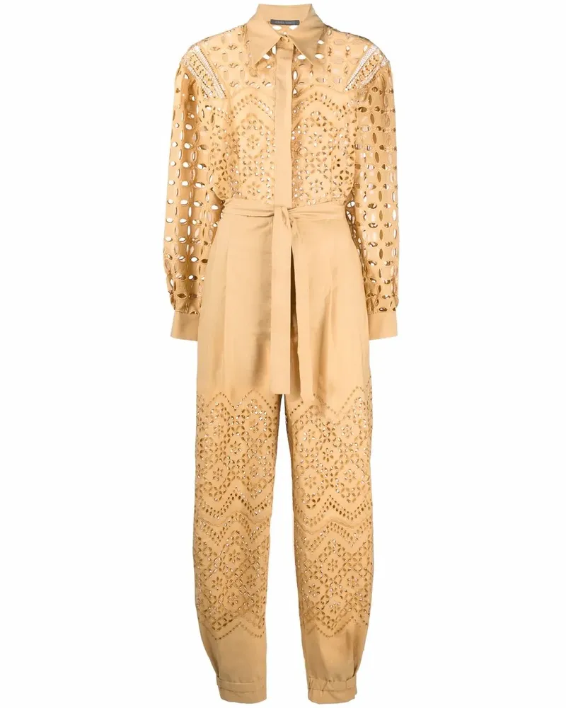 Alberta Ferretti Jumpsuit mit Lochstickerei - Gelb Gelb