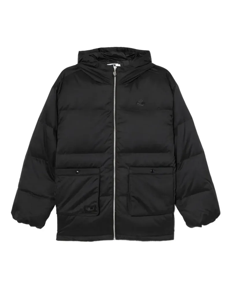 Izzue Gefütterte Jacke mit Logo-Stickerei - Schwarz Schwarz