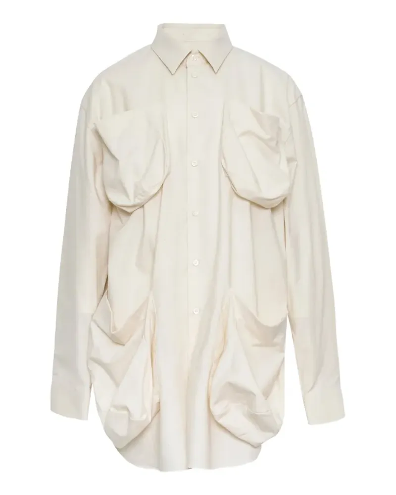 Comme des Garçons draped-pockets cotton shirt - Nude Nude