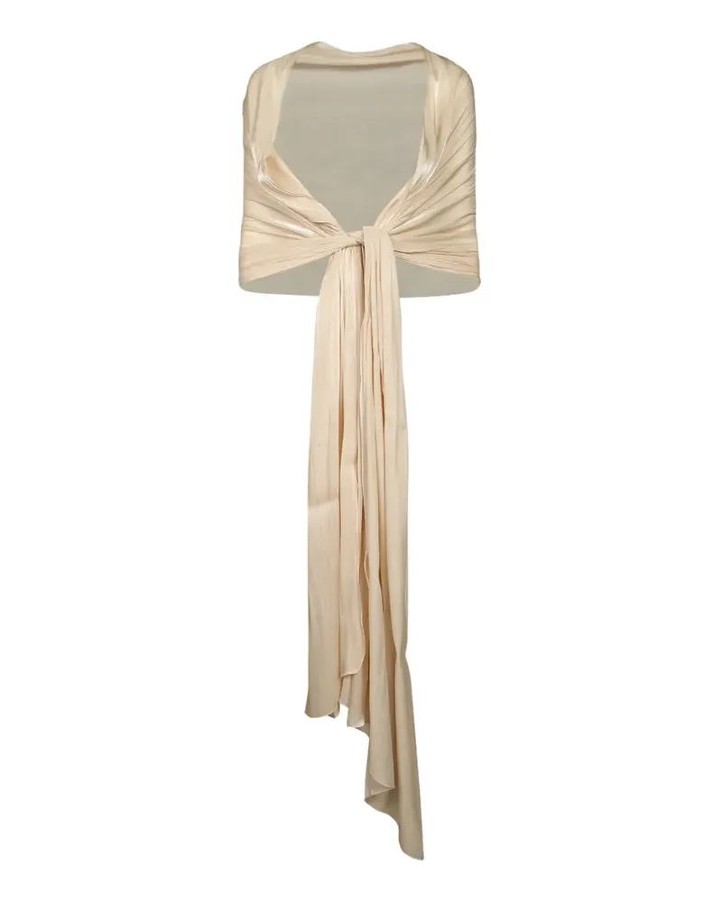 NISSA plissé-effect metallic scarf - Nude Nude